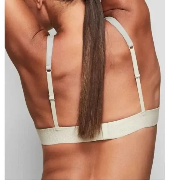SKIMS Cotton Rib Plunge Bralette in Mineral S - Picture 2 of 5